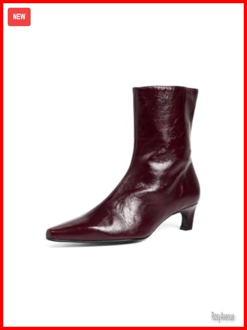 ALOHAS Leather Ankle Boots Kitten Heel Pointed Toe Zip